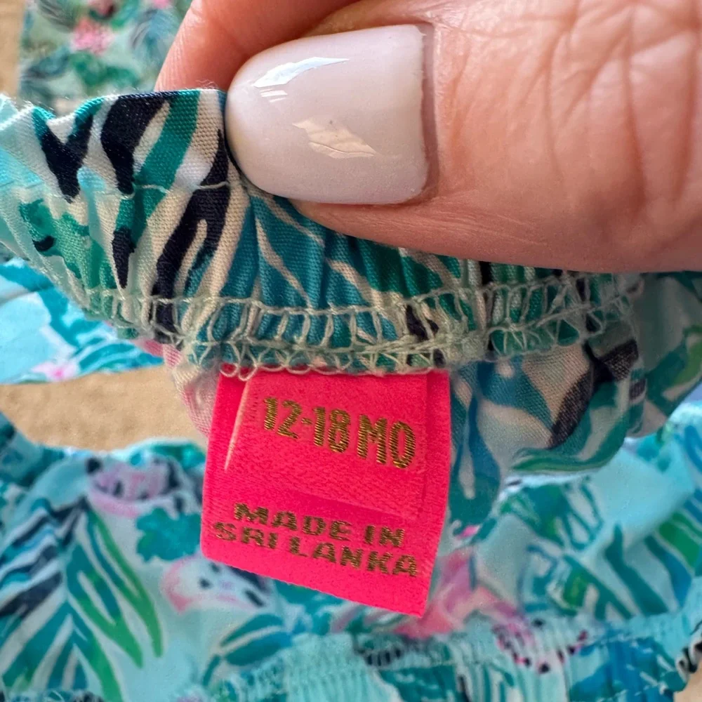 Lilly Pulitzer Aqua Botanical Cat/Dog Print Top and Bloomers Set